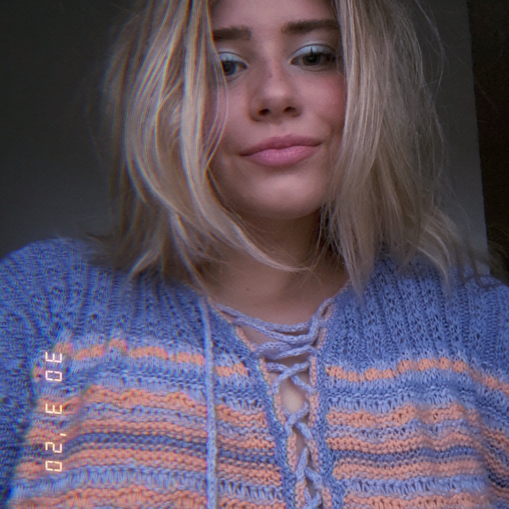 Free people blue slouchy sweater!